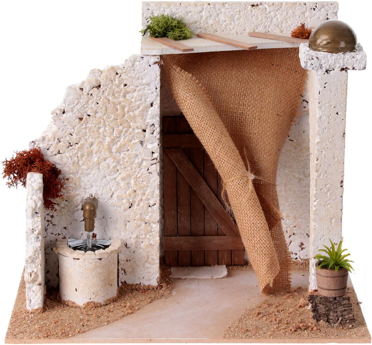 Fountain with Arab Courtyard and Tent 20x25x20cm Nativity Scene 10 cm
