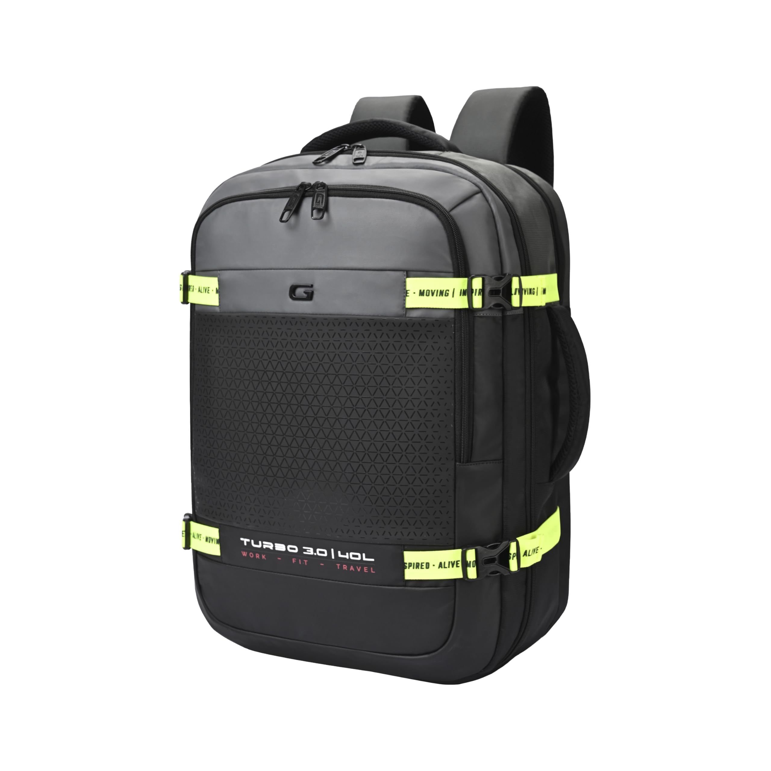 Backpack 40 Litres Black Grey Laptop Backpack TLPTURBO30104