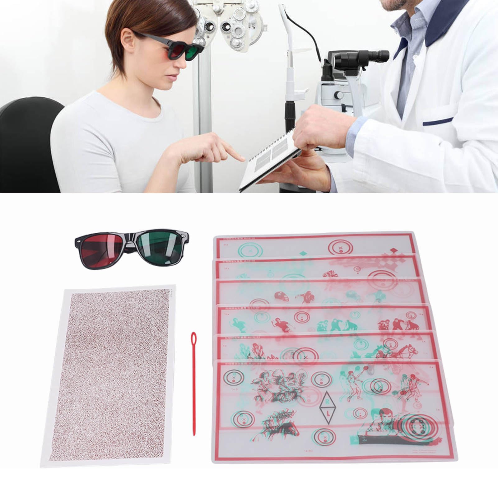 Vectogrammes Fixes Rouge Vert, Insuffisance de Convergence Tableau de Test de Basse Vision avec Lunettes Dispositif D'entraînement Oculaire Cartes D'entraînement Stéréo