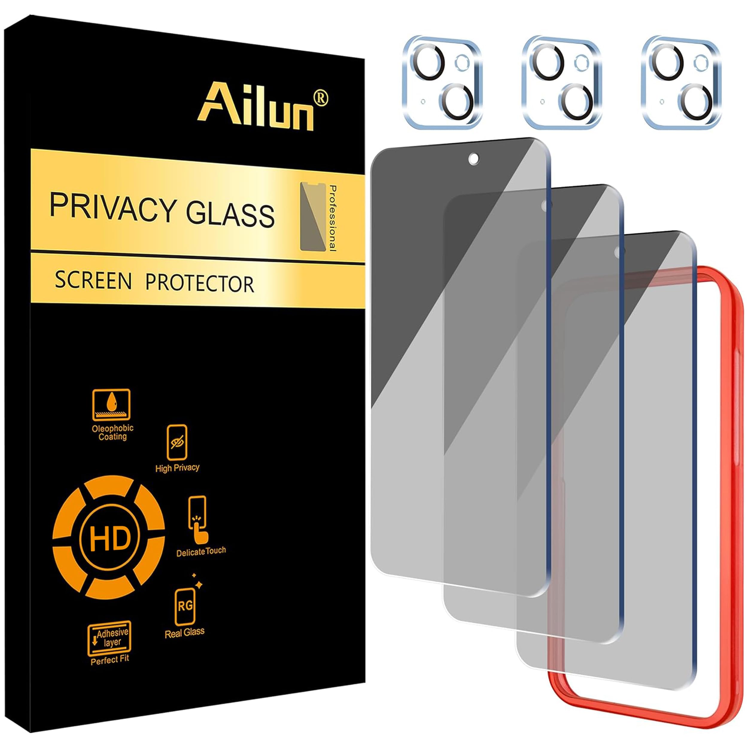 Ailun Privacy Screen Protector+Camera Lens Protector for iPhone 13 Pro Max — Amazon image 8
