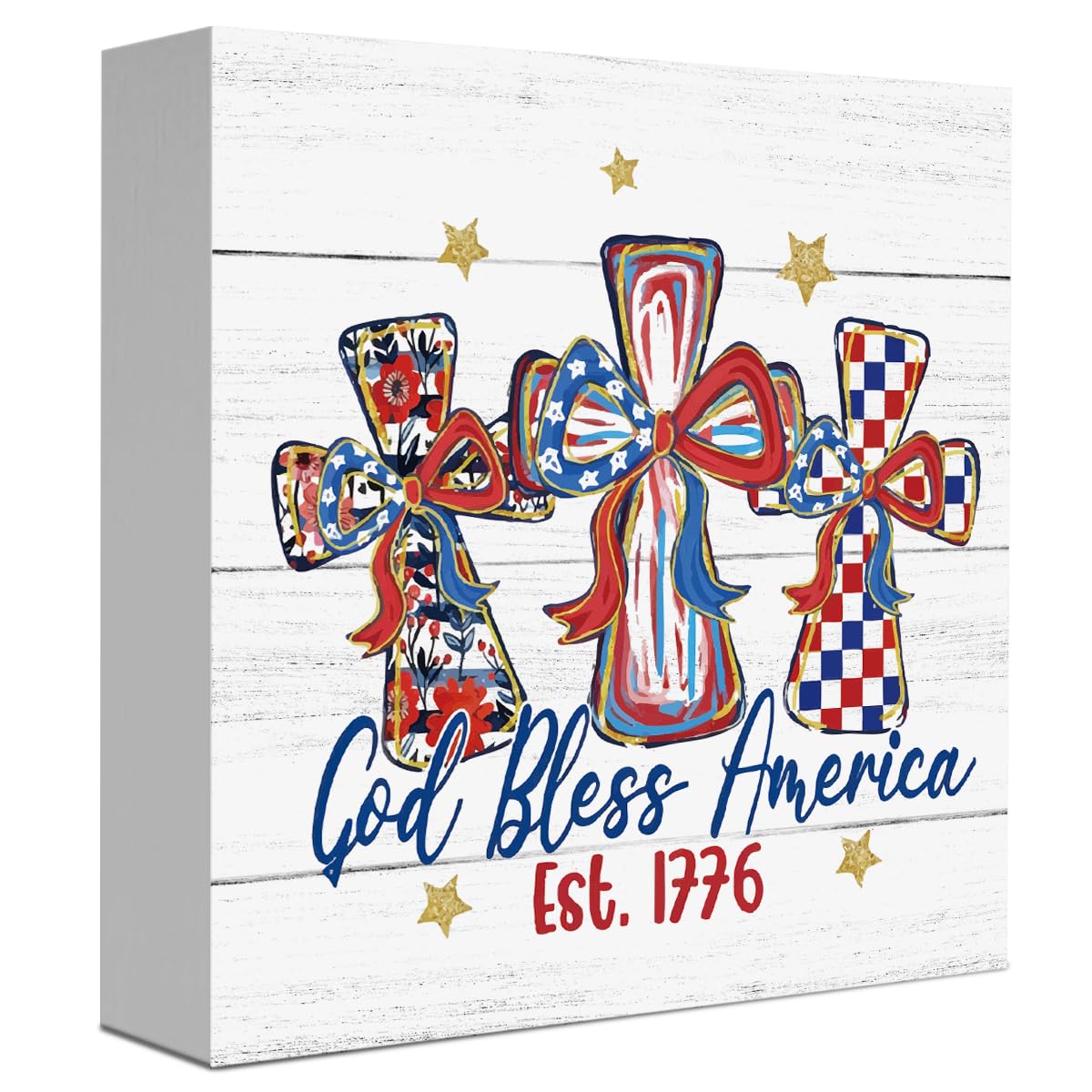 Plateau patriotique garni de 21 ornements 4th of July pour centre de table