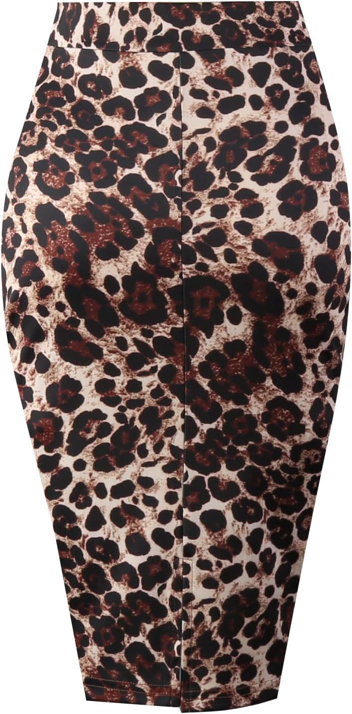 Topdress Women's Bodycon Pencil Skirts Basic Elastic High Waisted Stretch Short Skirt Knee Lenght with Slit - Image 4