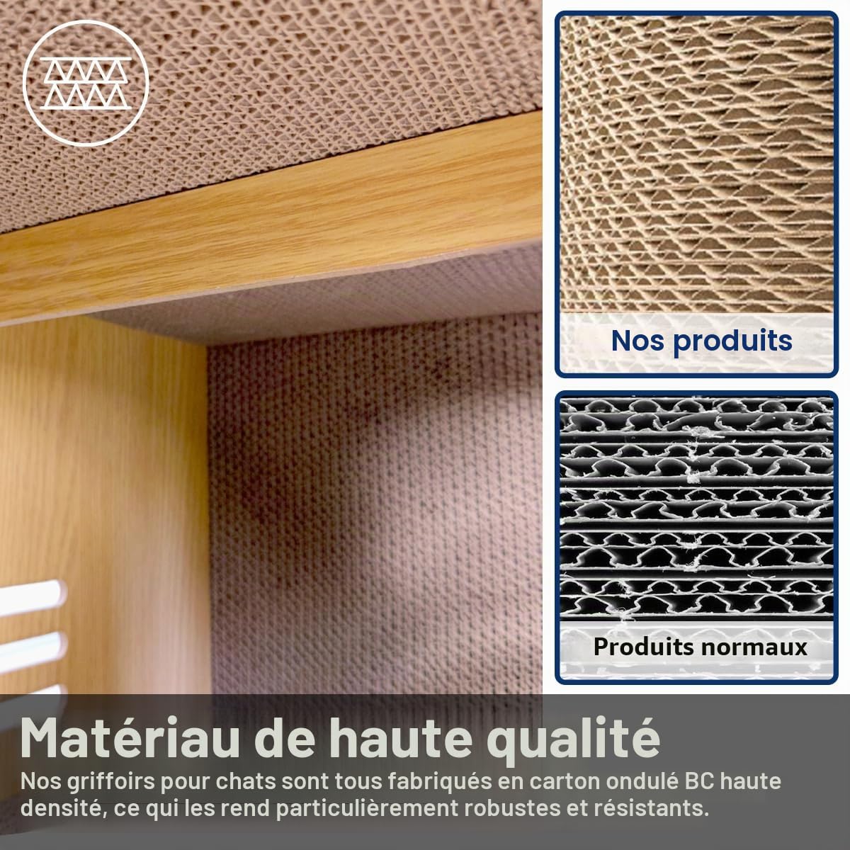 Grotte pour Chat avec Planche à Griffer, Maison pour Chat XXL pour Intérieur en Carton, Carton à Grattoir pour Chat, Salon de Tapis à Gratter, Jouet pour Chat Durable 55 * 29 * 28cm (Tête de