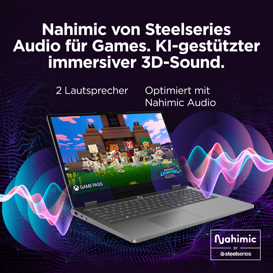 Lenovo LOQ Essential Gaming AI Laptop | 15.6" FHD 144Hz | NVIDIA GeForce RTX 5060 | Intel Core i5-13450HX | 16GB RAM | 1TB SSD | Windows 11 | QWERTZ | Weiss-beleuchtet | Grau | 3 Monate Game Pass