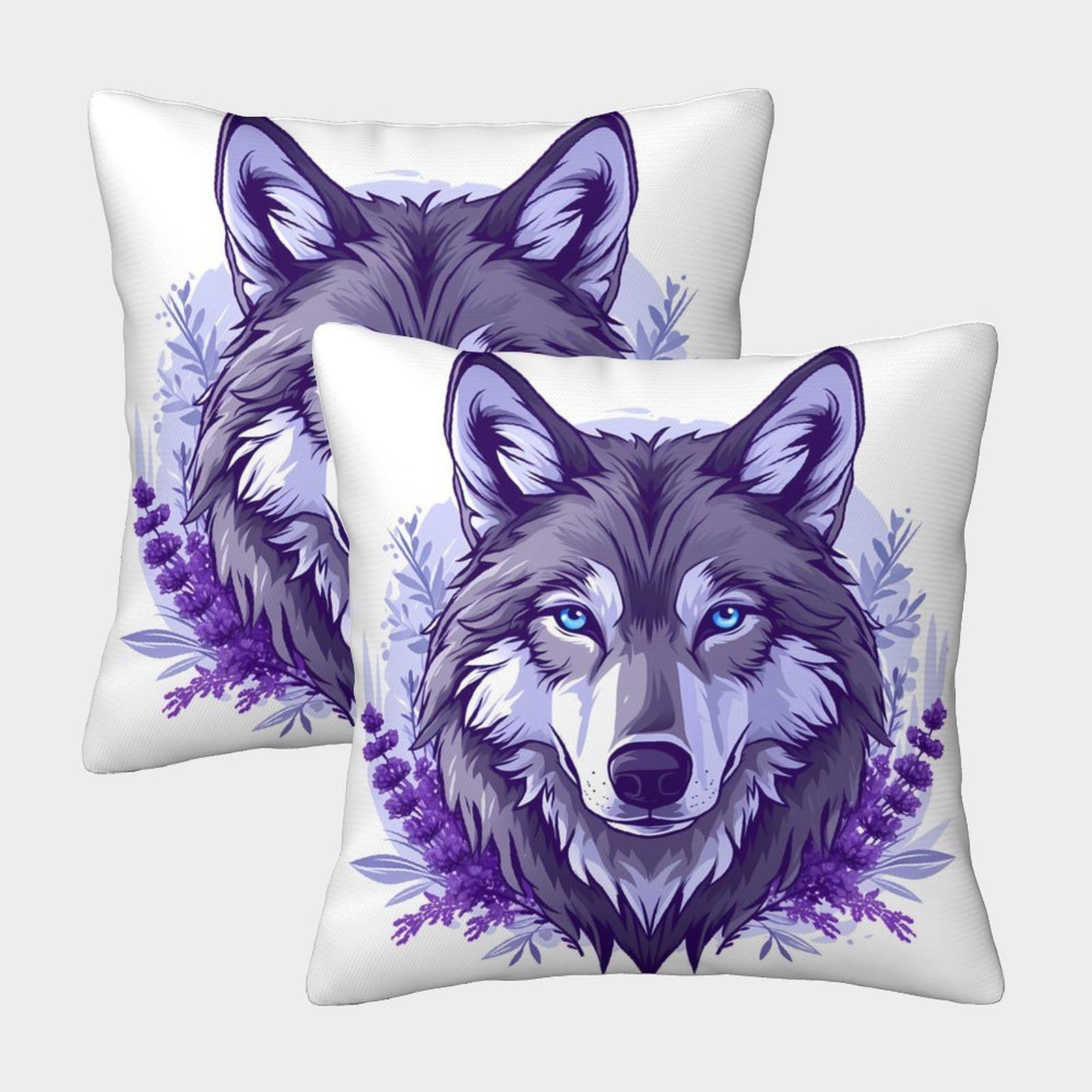 QFVANSIYO 3D Printed Wolf Pattern Pillowcase Microfiber Soft Bedroom Decor Wolf Design Pillow Cover for Adults Teens 50x50cm