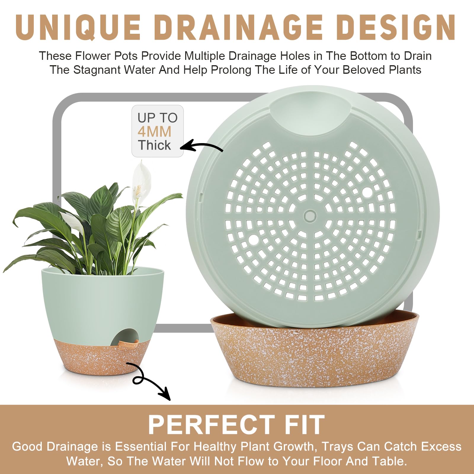 Amazon.com: YNNICO 12" 10" 9" Large Self Watering Plant Pots, 3 Pack Flower Pots  Planters with Multi Mesh Drainage Holes for Indoor Outdoor Garden Plants  and Flowers. : Patio, Lawn & Garden