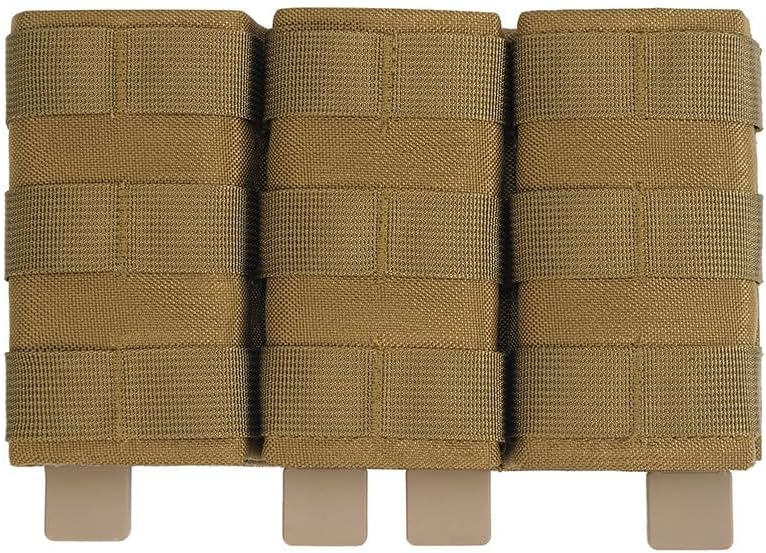 Tactical MOLLE 5.56 Triple Mag Pouch with Malice Clips, Fast Draw Mag Pouches with Magazine Inserts, Open-Top Magazine Pouch for M4 M16 AR-15 Plate Carrier Chest Rig Tactical Vest
