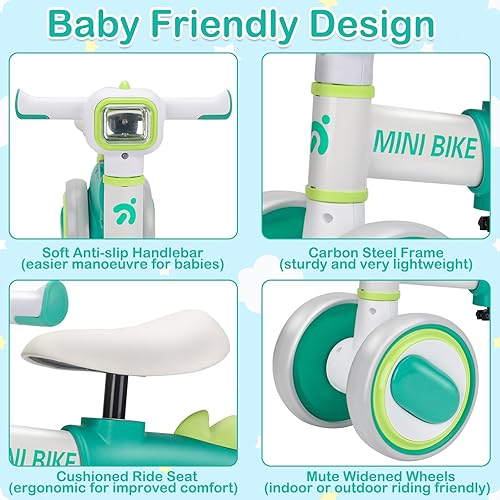 Miniatura 2 de Bicicleta de equilibrio para bebé, mini juguetes de paseo para niños de 1, 2, 3 años, bicicleta de aprendizaje para caminar con 4 ruedas con luz