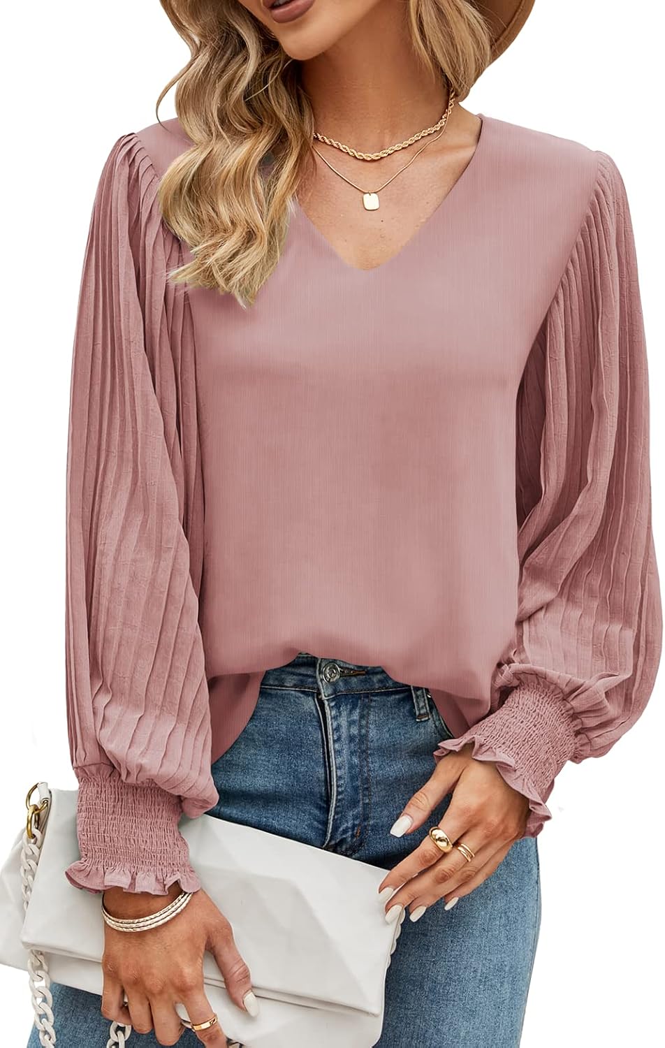 Aifer Women's Casual V Neck Chiffon Blouses