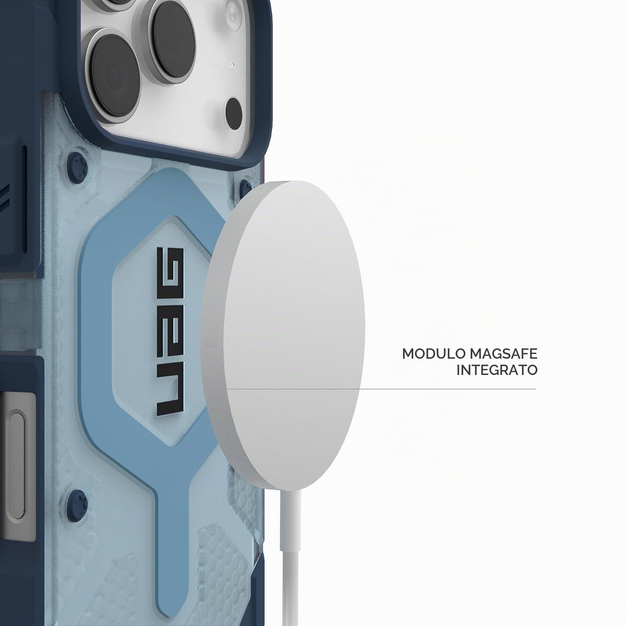 Urban Armor Gear Pathfinder MS Custodia + Cordino iPhone 17 Pro | Perfetta aderenza | Resistenza alle cadute di 5,4 m | Modulo magnetico | Bordi rialzati | Tutte le porte accessibili