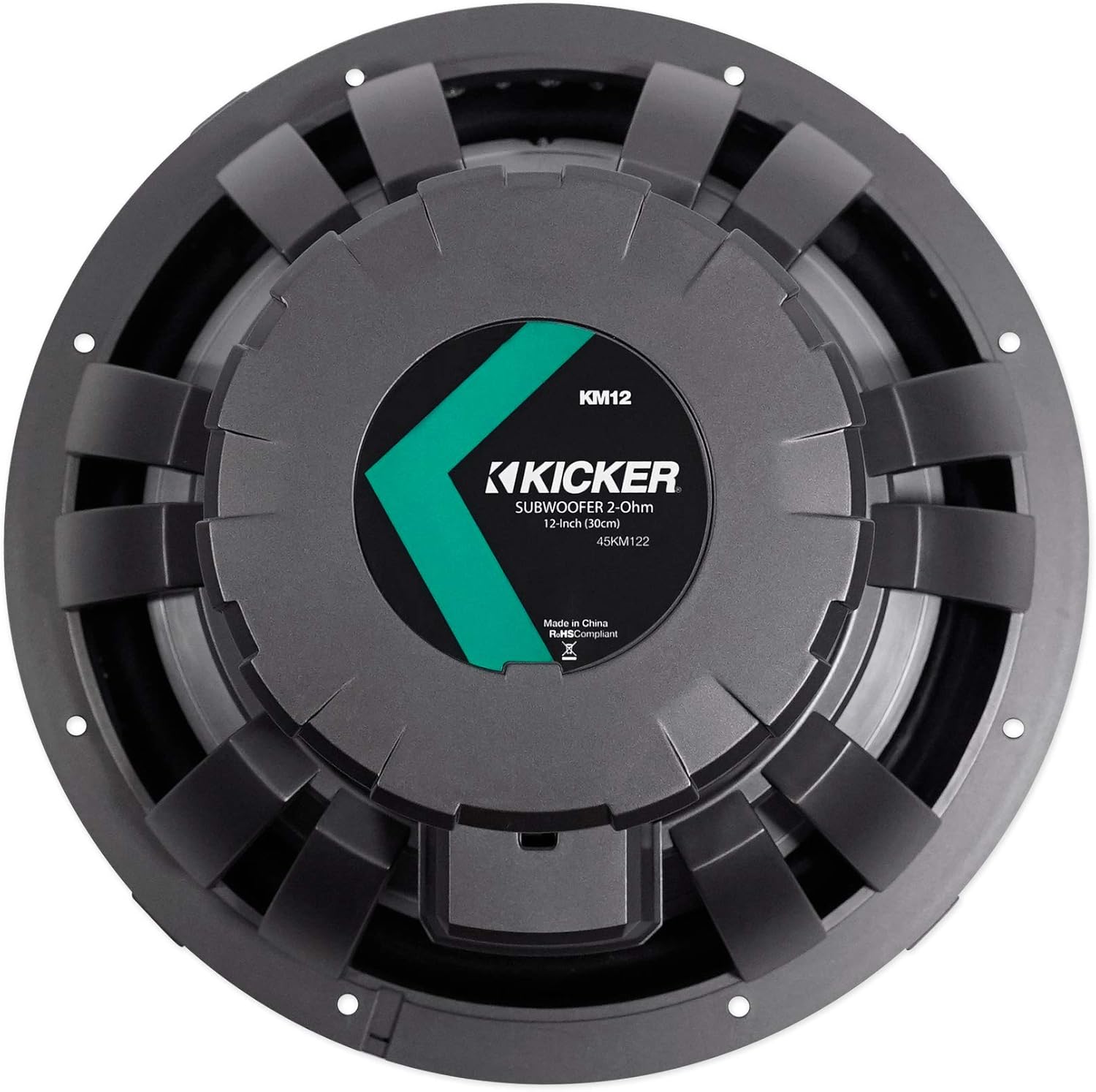 Kicker 45KM122 Bundle: 12 in 350-Watt Peak/175-Watt RMS 2-Ohm Marine Boat Subwoofer SVC, RPB-D3 Water Resistant Portable Bluetooth Boombox Home Speaker, 2-Items