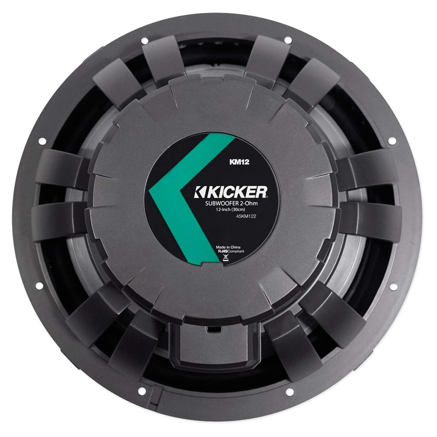 Kicker 45KM122 12" 350w Marine Boat Subwoofer Sub KM12 Bundle with Rockville DBM12 2000w Mono Amplifier w/Covers+Bass Remote & Rockville RMWK4 Amplifier Install Wire Kit (3 Items)