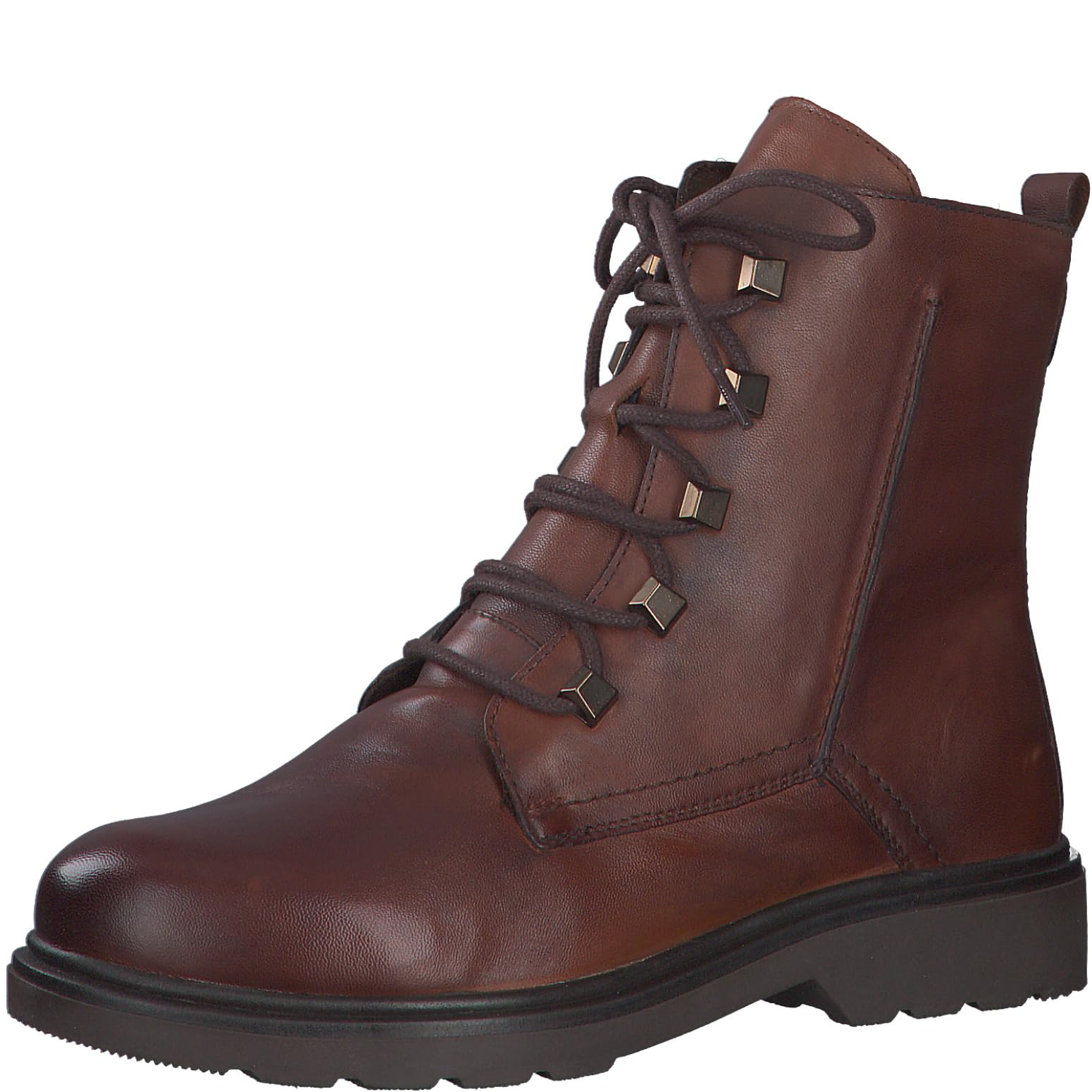 MARCO TOZZI Women's Lace Boot Flat 2-25276-41 Ankle, Cognac, 6 UK