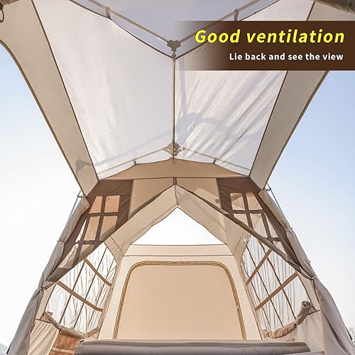 Miniatura 4 de Wolf Walker Tienda de campaña para 4-5 personas, tipi, tienda india, doble capa, impermeable, refugio, tiendas de yurta para senderismo familiar al