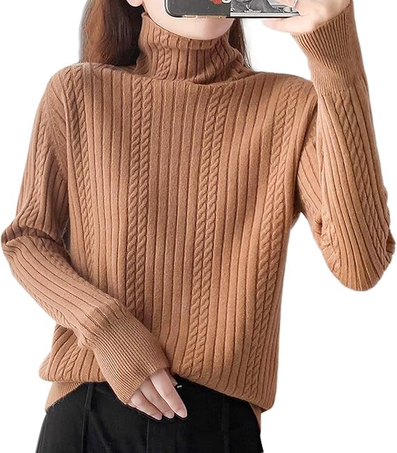 Amazon ニット セーター レディース 長袖 ハイネック 無地 リブ 暖かい 上品 おしゃれ 綿 通勤 セーター 通販