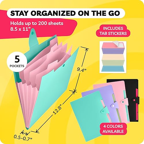 Miniatura 2 de Carpeta de acordeón  Organizador de carpetas  Organizador de carpetas de archivos  Carpeta de archivos expandible (5 bolsillos, plástico, para papel