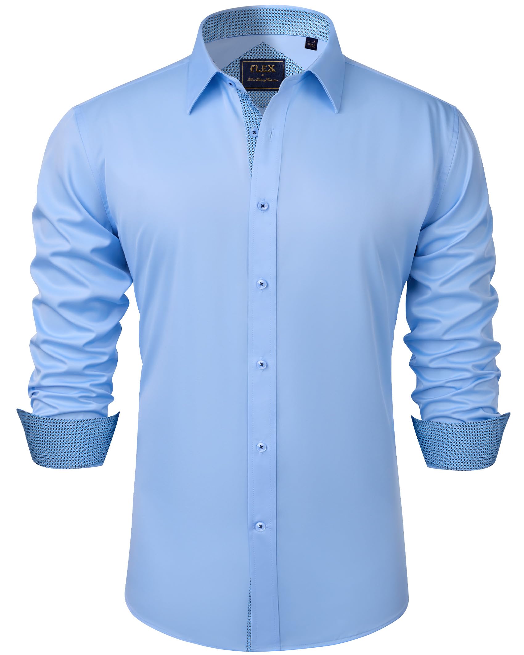 siliteelon Hemd Herren Langarm Regular Fit Kontrast Businesshemd Freizeit Stretch Anzughemd