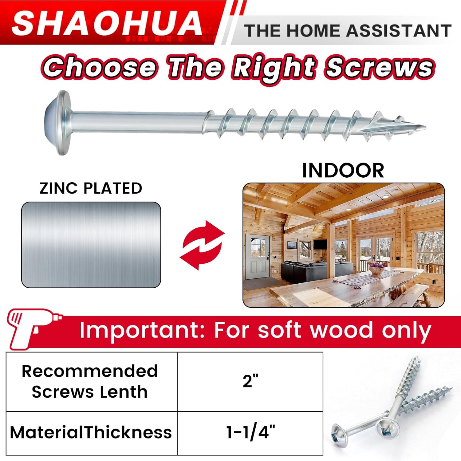 500 Pcs #8 2" Pocket Hole Screws, Coarse Thread for Furniture, Cabinets, Compatible with Kreg Jig, Zinc Plated Pocket Screws for Indoor Use, Portable Handheld Box w/ SQ2 Square Drive Bit