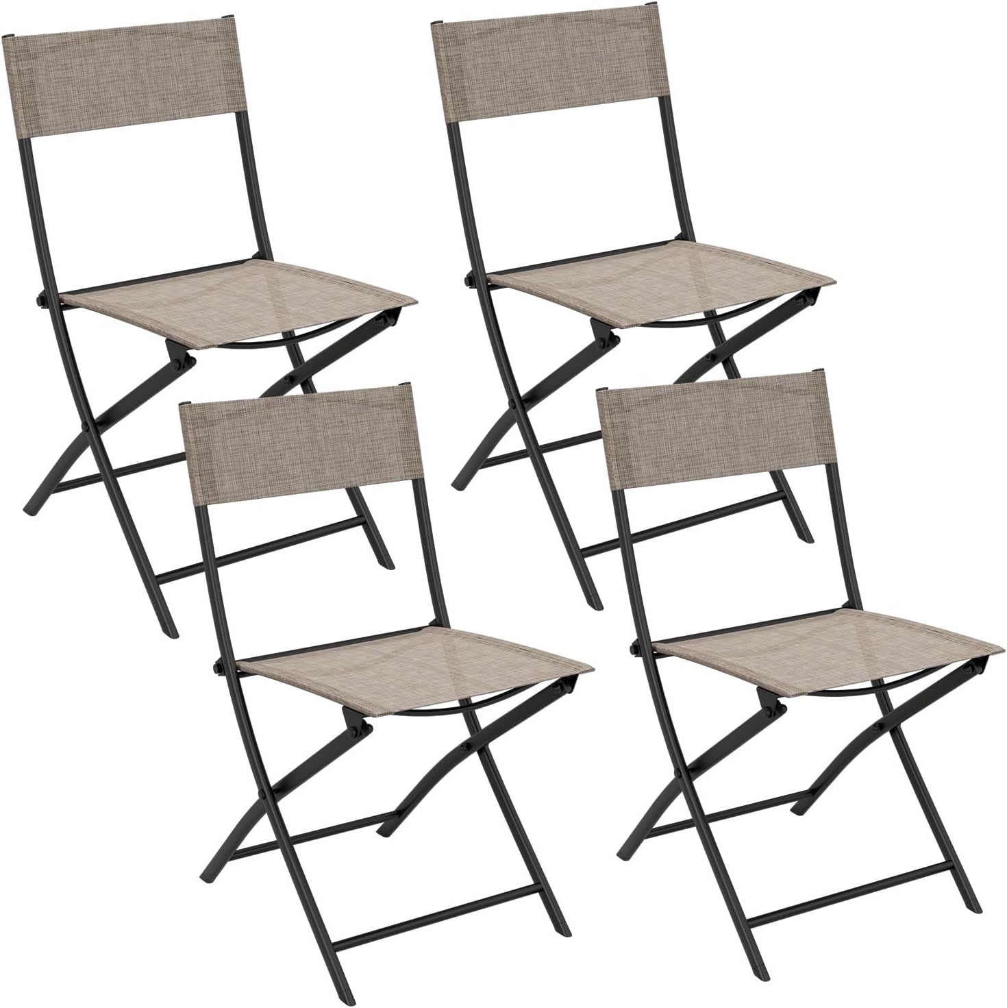 Tangkula Patio Folding Chairs Set of 4, Lightweight Camping Chairs with Breathable Seat & Heavy-Duty Metal Frame, Portable Folding Chairs for Backyard, Deck, Porch, Space-Saving