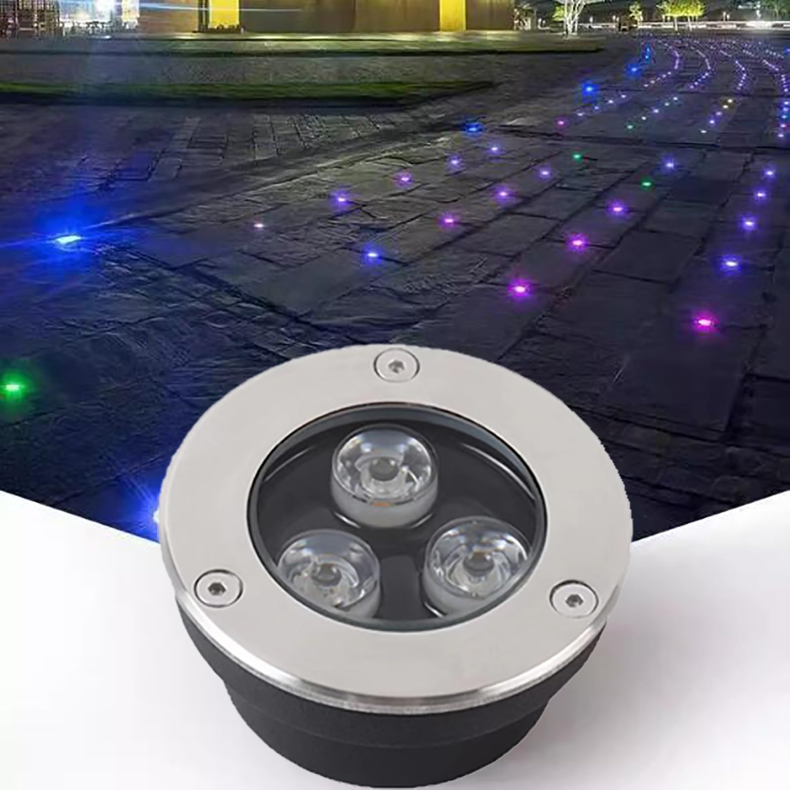 Oświetlenie krajobrazu LED, zewnętrzne oświetlenie podziemne, 3 W, mini kolba, oświetlenie LED, IP67, wodoodporne, okrągłe, wbudowane zewnętrzne oświetlenie ogrodowe, na placy, patio
