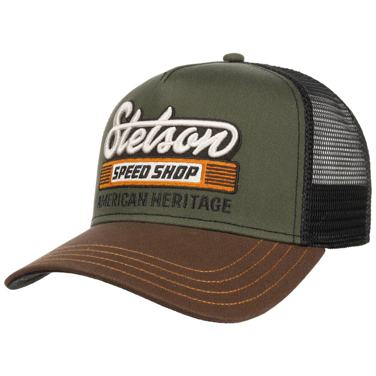 Stetson Speed Shop Trucker Cap Snapback Unisex Spring Summer Autumn Winter Olive-Black
