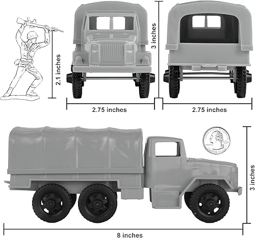 Miniatura 9 de TimMee - Camiones de plástico para hombre, color negro, M34 Deuce y media carga, fabricados en EE. UU