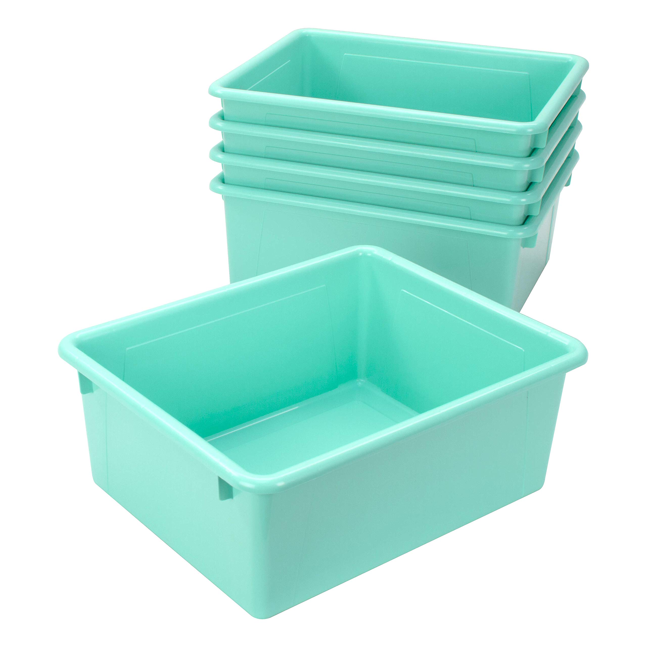 Storex Vassoio profondo formato lettera, organizer per classe, ufficio e casa, color foglia di tè, confezione da 5 (62529A05C)