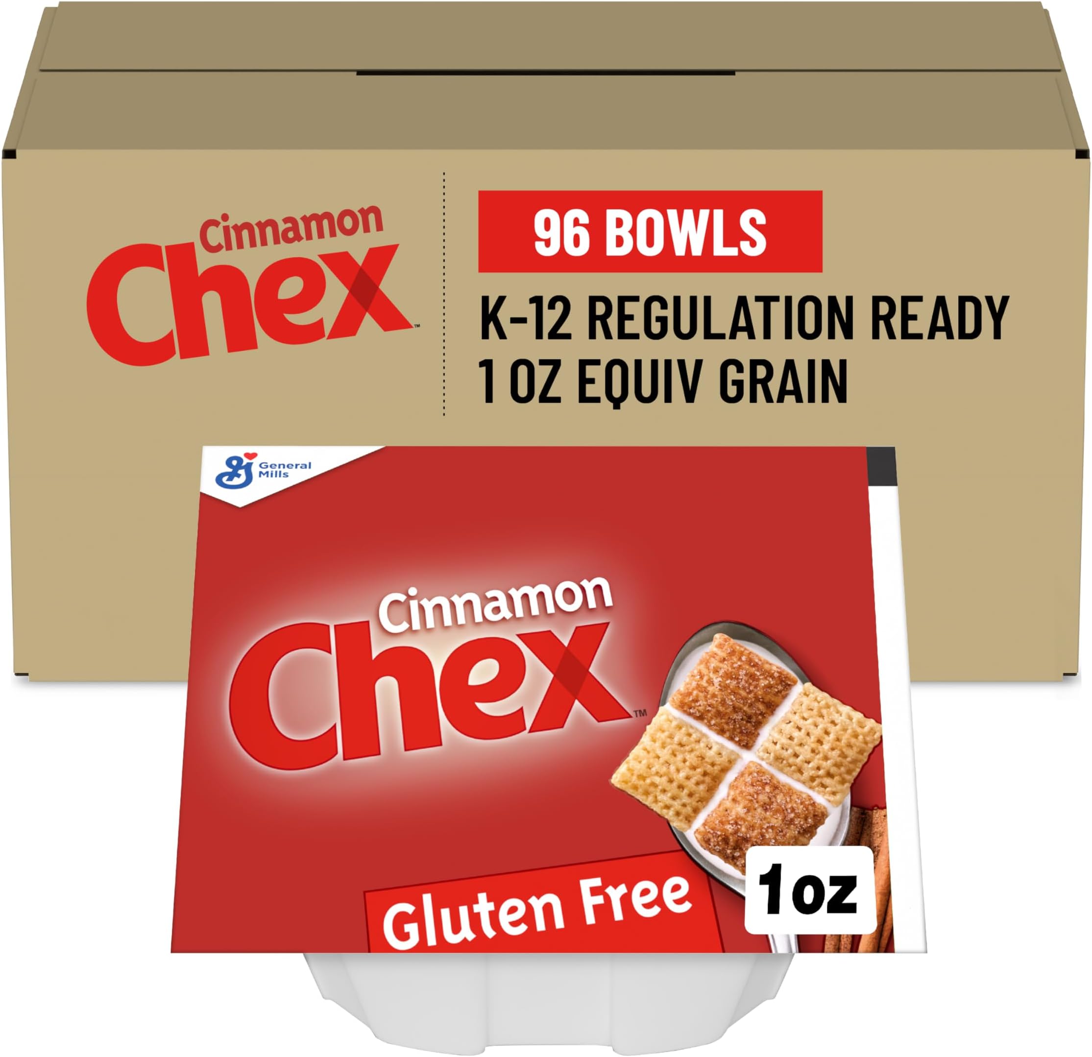 Cinnamon Chex Gluten Free Bowlpak Cereal, 1 Ounce (Pack of 96)