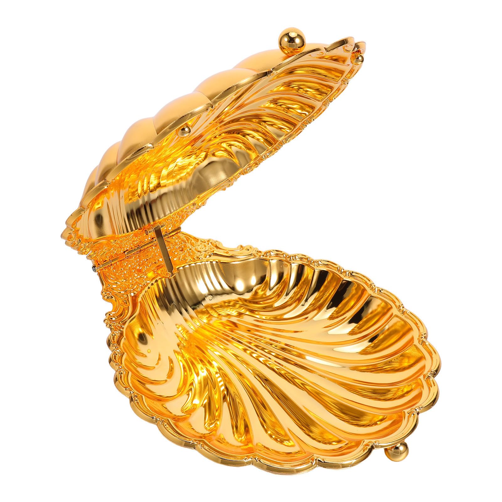 Bandeja de Concha de Metal Dorado de Aleación de Zinc, 35x31x9, 5 Cm | Diseño Abierto y Reutilizable, Estilo Vintage Clásico Artístico Ornamental Elegante, para Mesa de Frutas