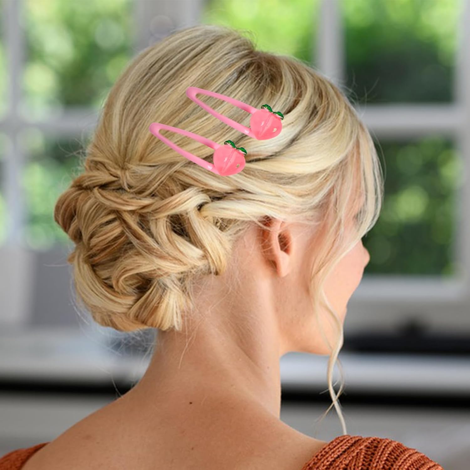 15PCS Strawberry and Peach Hair Clips, Pink Cute Hair Barrettes, Fruit Metal Snap Hair Accessories, for Women and Girls Hair Styling Accessories - Image 4