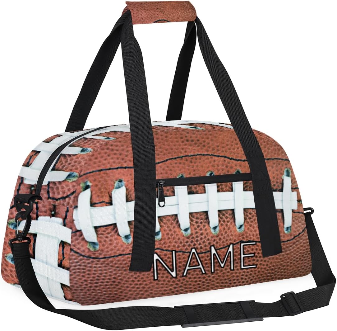 Personalized Kids Duffel Bag for Girls Boys Traveling American Football Laces Small Sport Gym Bag Custom Overnight Weekender Tote Bag Carry on Teen Dance Bag for Gymnastic Ballet - Image 3