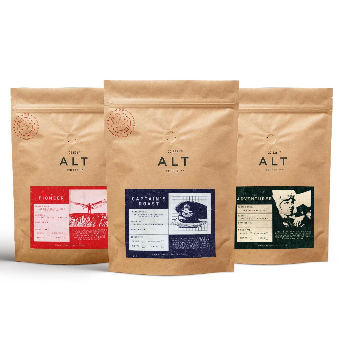 Sponsored Ad – Altitude Coffee London - Award Winning Blends Triple Pack, Medium/Dark Roasts, Whole Beans (3 x 250g)