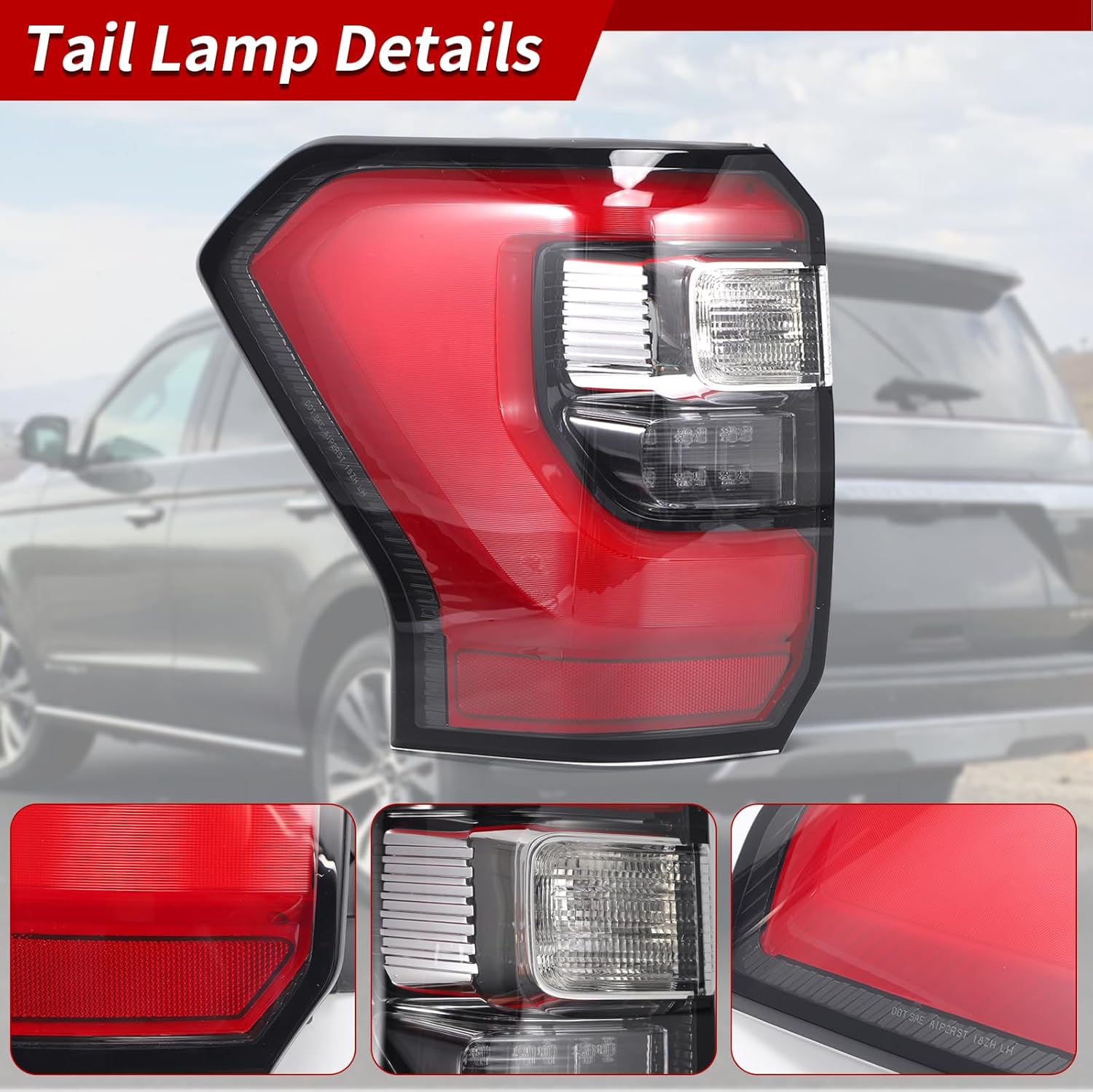 ZXMT LED Type Outer Tail Light Lamp Assembly Compatible with Ford Expedition 2018 2019 2020 2021 Rear Tail lamp Bake Lamp JL1Z-13405-H, JL1Z-13405-D, JL1Z-13405-F, FO2801272(Left Driver side)