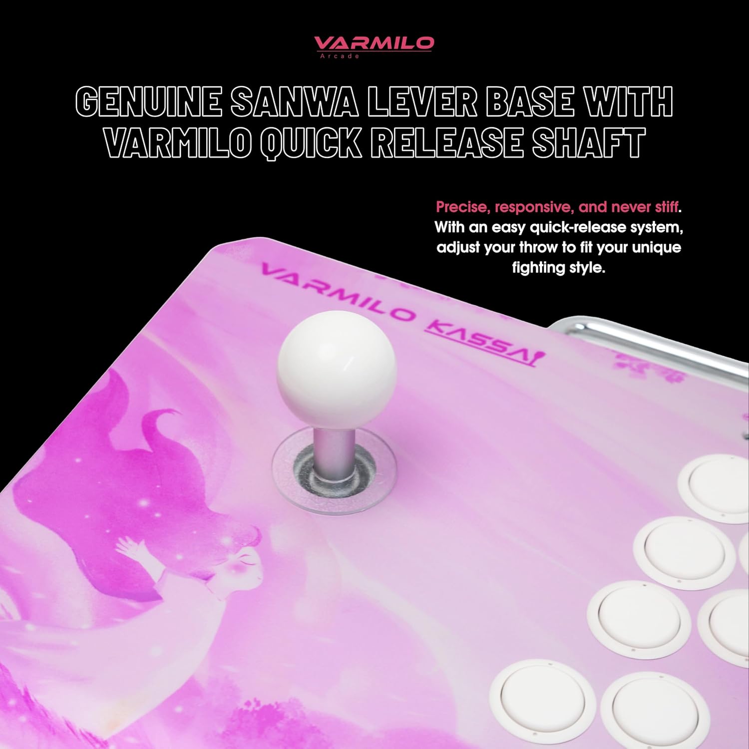 Varmilo Kassai Arcade Fight Stick Rapid Trigger Tournament Grade Controller for Fighting Games Two Versions Standard PC Only or Pro Compatible with PC PS4 PS5 Switch1 Switch2 (Sakura, Pro (Multi-platform))