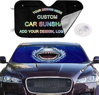 ABIsedrin Custom Sun Shade for Car Windshield Personalized, Car Sun Shade for Windshield with Your Own Photo, Logo, Text(S)