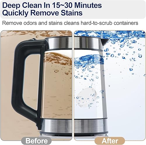 Miniatura 4 de Ziliny 96 tabletas de limpieza de botellas de agua de acero inoxidable, tabletas limpiadoras aisladas para botellas de agua, tabletas de limpieza de