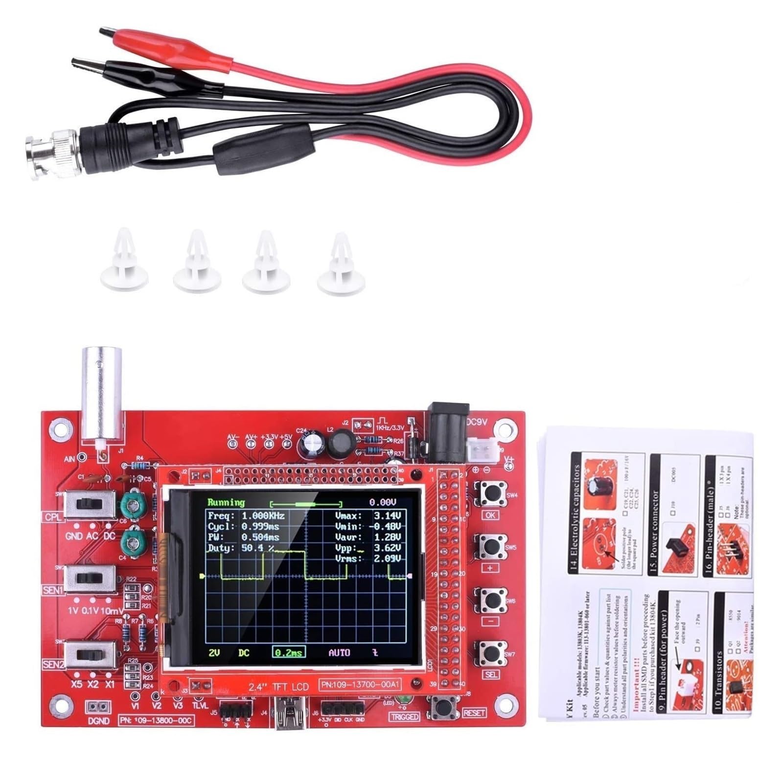 Digitaloszilloskop-Kit, 2,4 TFT Pocket Digital Oszilloskop Kit DIY Ersatzteile E-Learning Kit 1 m/s Spannung, Strom, Kondensator, Widerstand