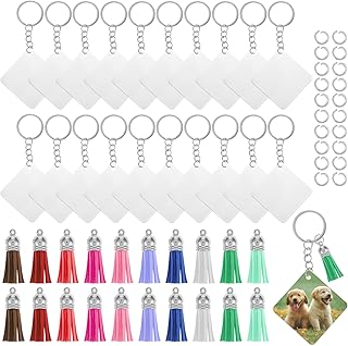 Abeillo Sublimation Keychain Blanks Bulk, 80Pcs Sublimation Keychain Making Kit DIY Craft Keychain with Tassels - Double Sided Heat Transfer Keychain Board Blanks