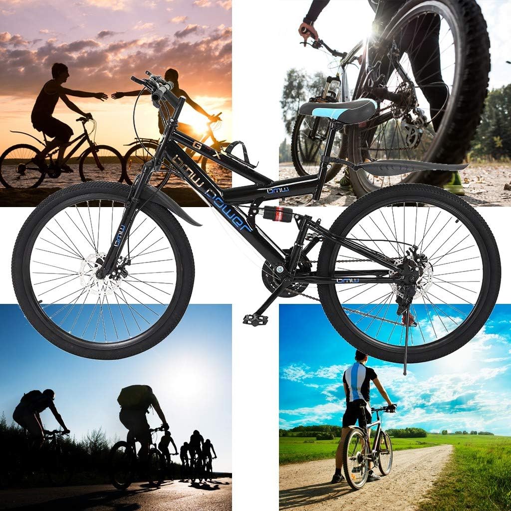 Mountain Bike, 26 Inch Full Suspension 21 Speeds Shimano Carbon Steel Mountain Bike for Adults, Non-Slip Bike, Disc Brake MTB Bikes for Men and Women, Fast Delivery [USA in Stock ] : Sports & Outdoors