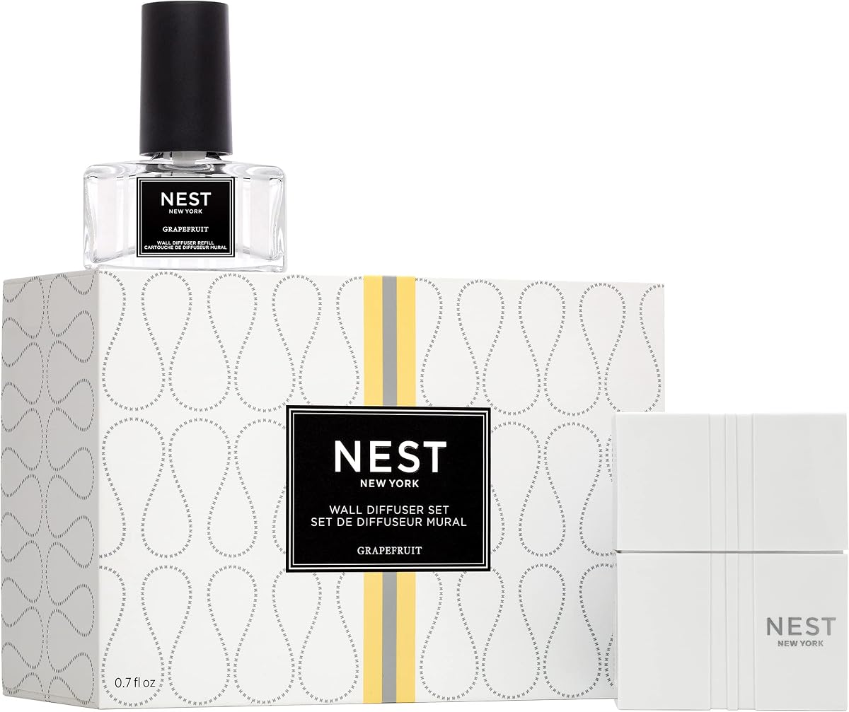 NEST New York Wall Diffuser Set, Grapefruit - Includes 1 Diffuser Unit + 1 Refill - Up to 30 Days of Continuous Scent - Cruelty Free, Vegan - Made in USA