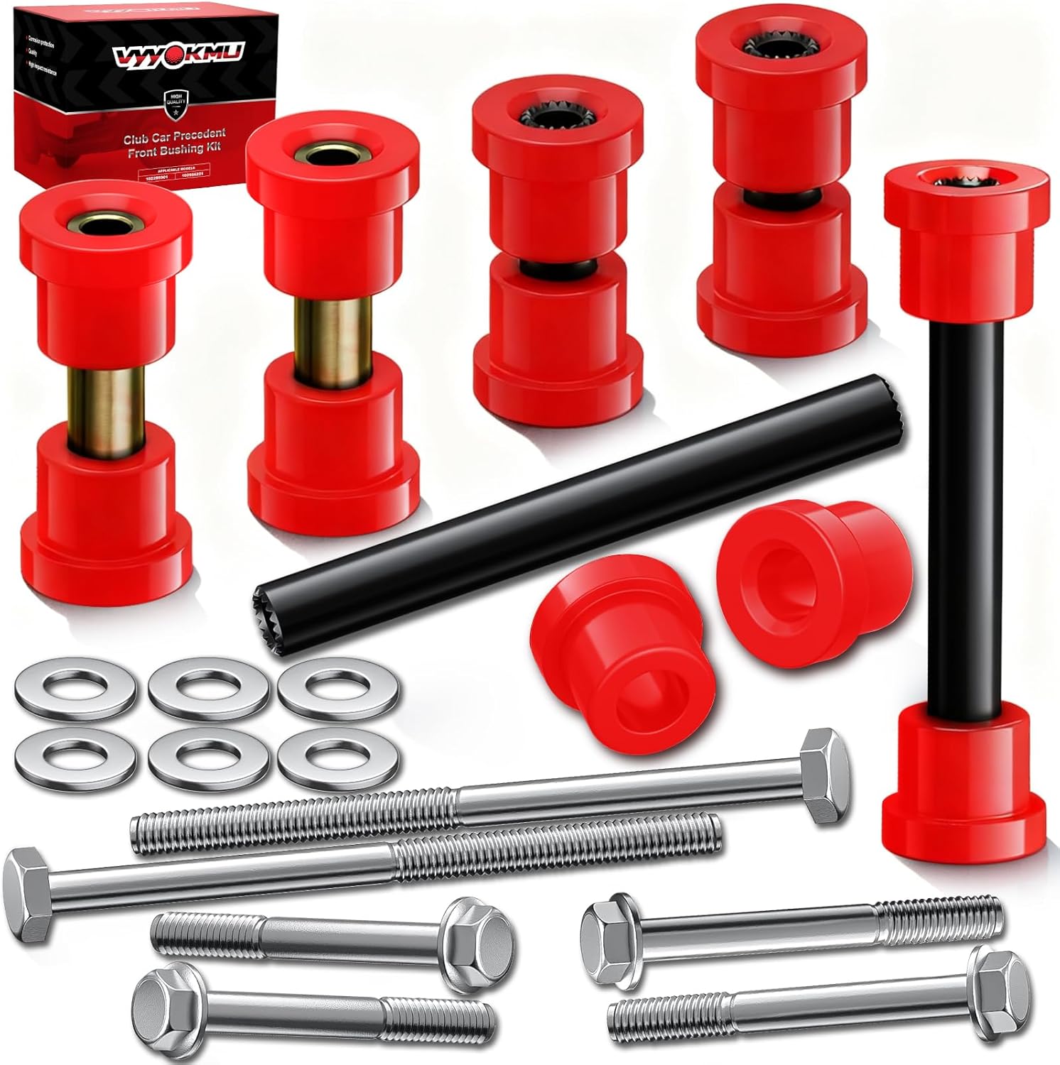 Club Car Precedent Front Bushing Kit with Screw Bolt, Golf Cart Front Lower Spring & Front Upper A Arm Bushings and Sleeves for 2004-UP Club Car Precedent, Club Car Bushing Kit OEM# 102289901