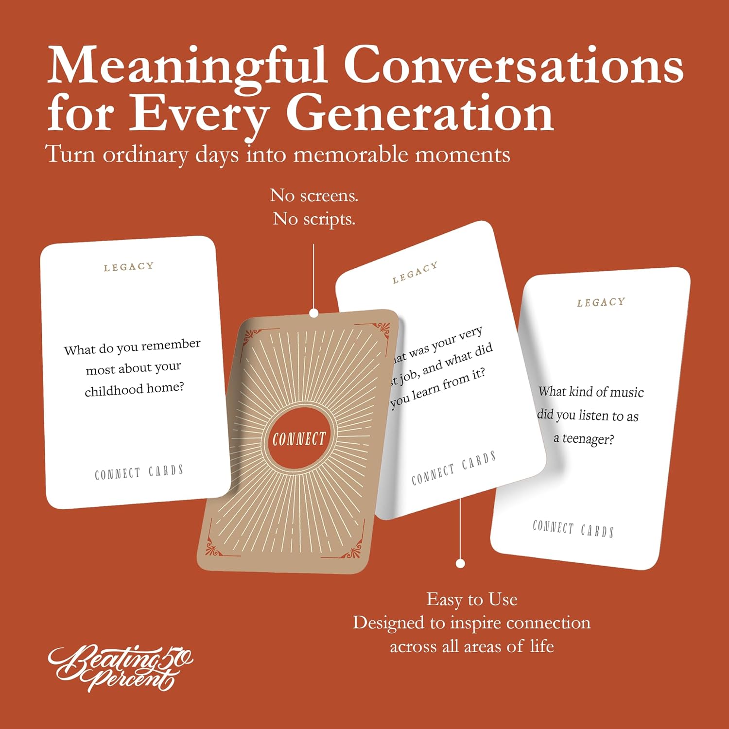 Connect Cards Bundle: 5 Decks - 500 Conversation Cards for Couples, Family, Legacy, Get to Know, and Spiritual Editions - Meaningful, Guided Conversation Starters for Gatherings