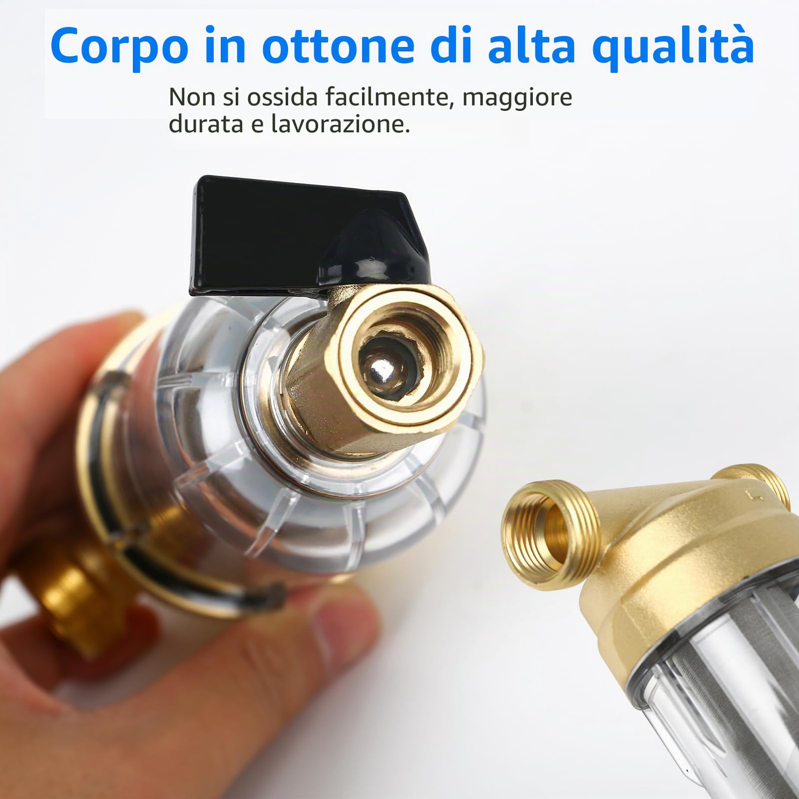 Filtro per acqua di risciacquo 100 micron - Riutilizzabile - Spin-Down - Pre-filtro per tubo dell'acqua del pozzo - Filtro per sedimenti (G 3/4")