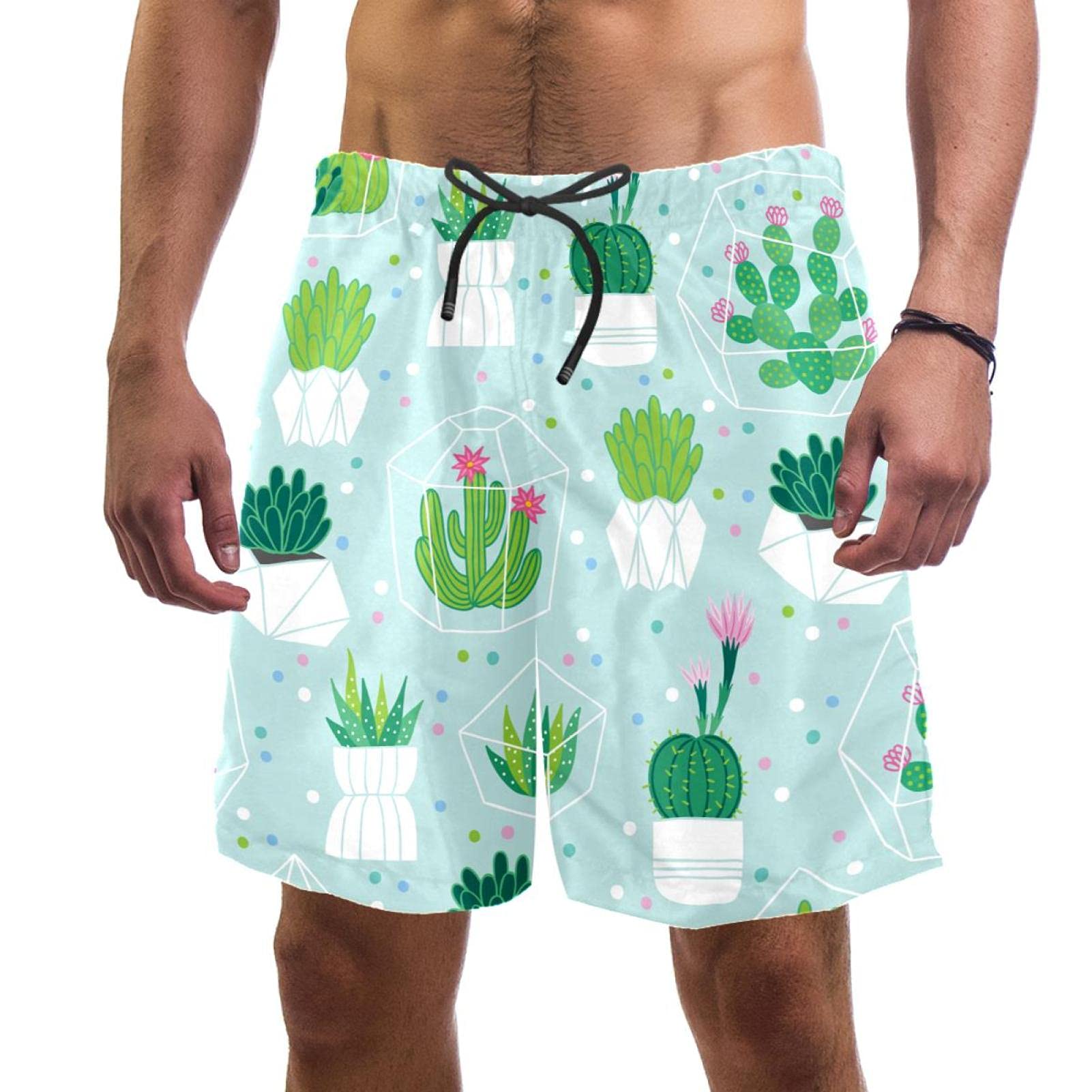 JDEZ Maillot de Bain Homme Cactus Mignon Short de Plage