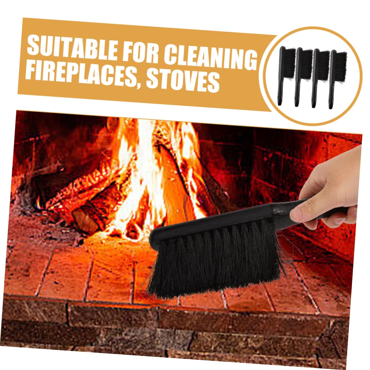 IWOWHERO 4pc Set Chimney Sweep Brush for Fireplace Cleaning Durable Bench Brush