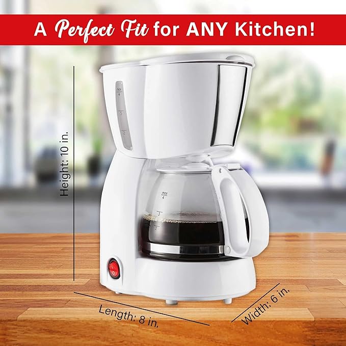 Cafetera de Goteo Compacta para 4 Tazas con Jarra de Vidrio y Filtro Reutilizable miniatura 2