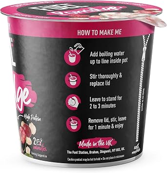 FUEL10K High Protein Super Berry Porridge Pot, 70g (8-Pack) | 13g Protein, Source of Fibre, Quick & Easy, Vegetarian-Friendly, Just Add Water, Convenient Breakfast