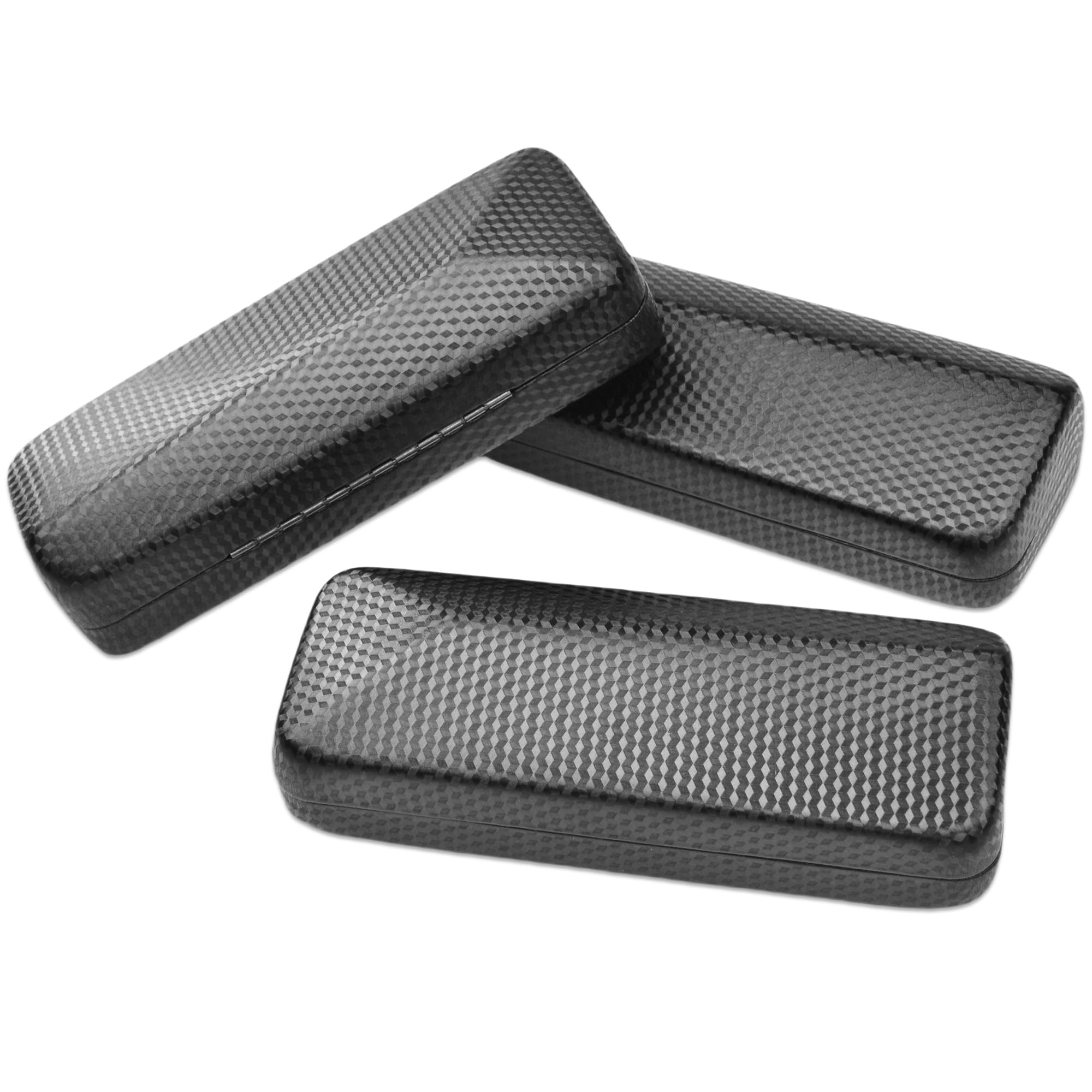 3 Stücke Brillenetui, Brillenetui Hardcase mit Carbon Faser Abdeckung, Brillenhülle für Herren Damen,Brillen Etui Hart Schwarz Glasses Case,Sonnenbrillen Etui