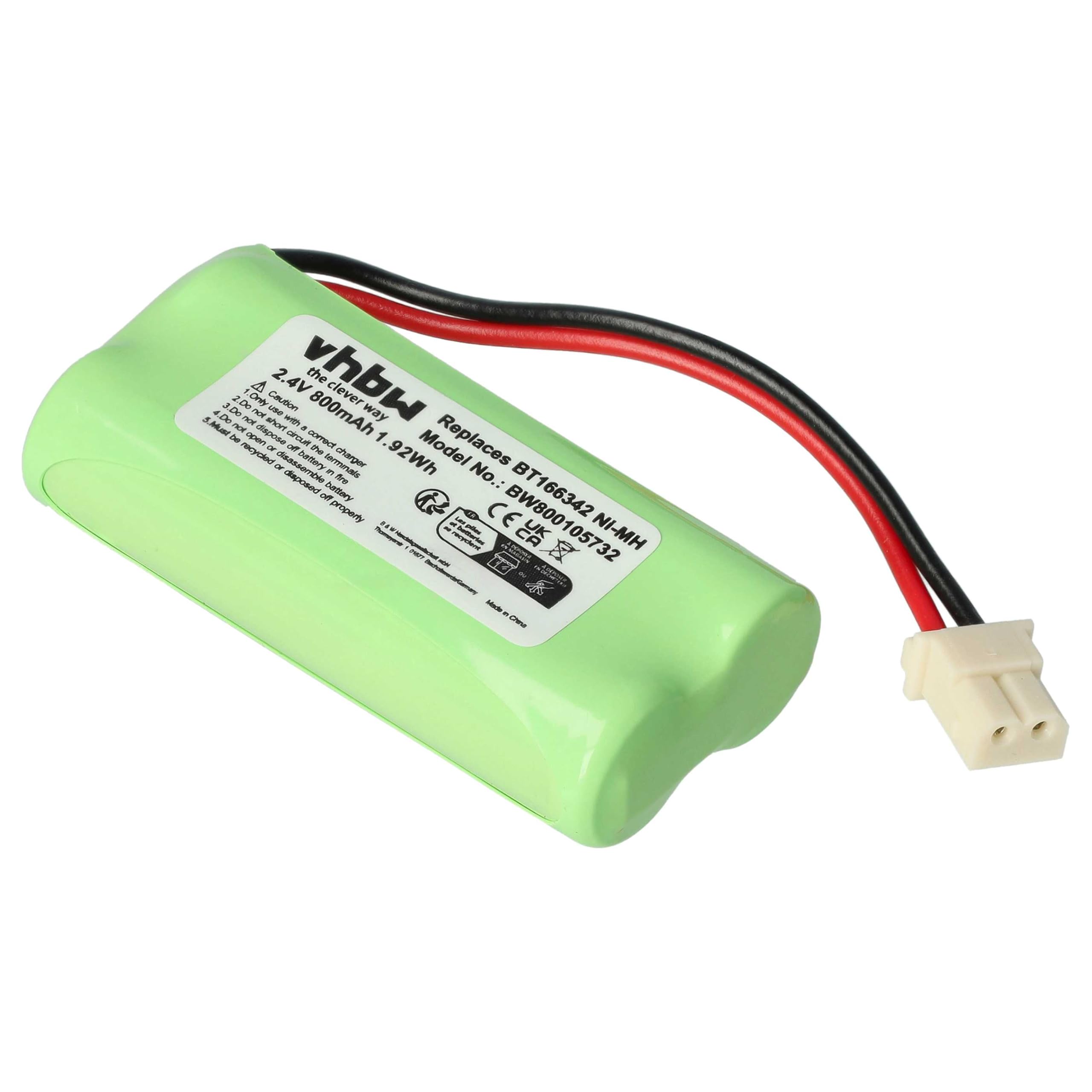 vhbw Bateria zamienna do BT183342 | BT262342, BT266342, BT283342, GP1210, VTECH73C02 do bezprzewodowego telefonu stacjonarnego (800 mAh, 2,4 V, NiMH)