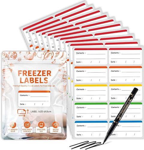 Etiquetas de alimentos de colores para congelador, etiquetas adhesivas de almacenamiento de alimentos, calcomanías para refrigerador extraíbles para